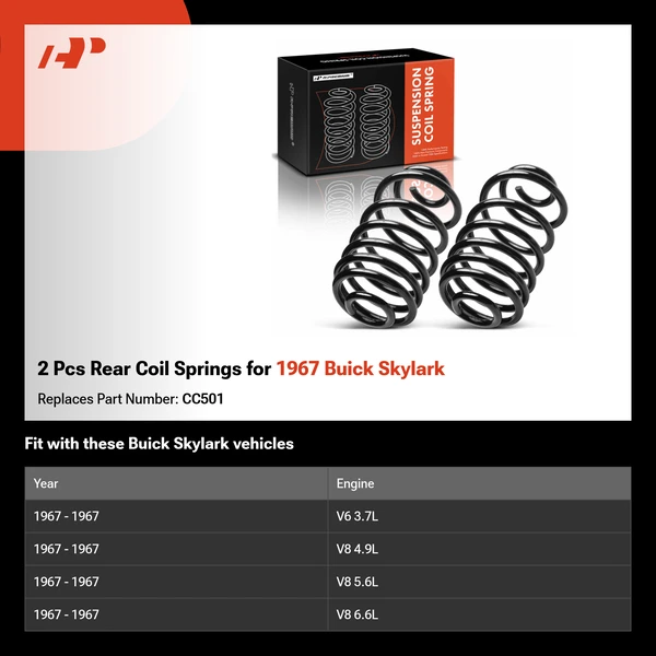 2 Pcs Rear Coil Springs for 1967 Buick Skylark