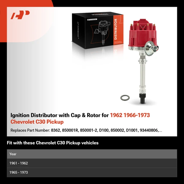 Ignition Distributor with Cap & Rotor for 1962 1966-1973 Chevrolet C30 Pickup