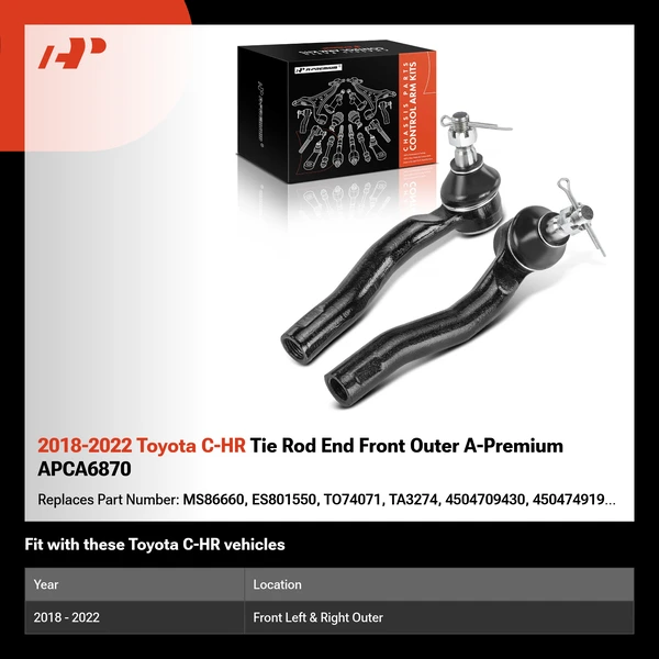 2018-2022 Toyota C-HR Tie Rod End Front Outer A-Premium APCA6870