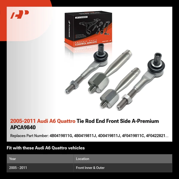 2005-2011 Audi A6 Quattro Tie Rod End Front Side A-Premium APCA9840