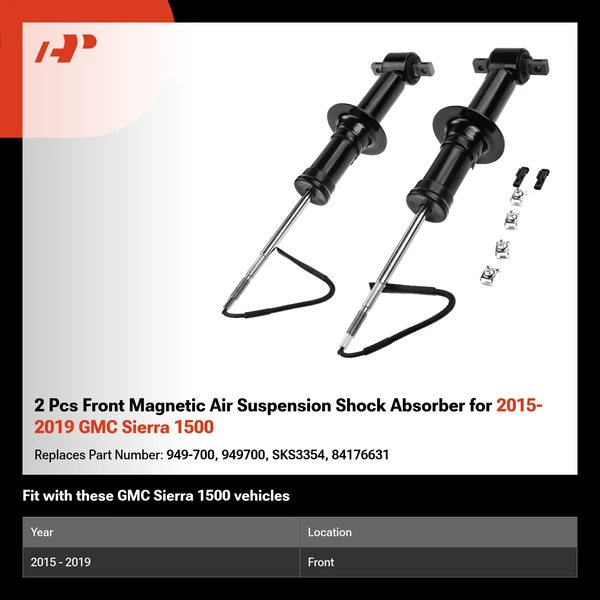 2 Pcs Front Magnetic Air Suspension Shock Absorber for 2015-2019 GMC Sierra 1500