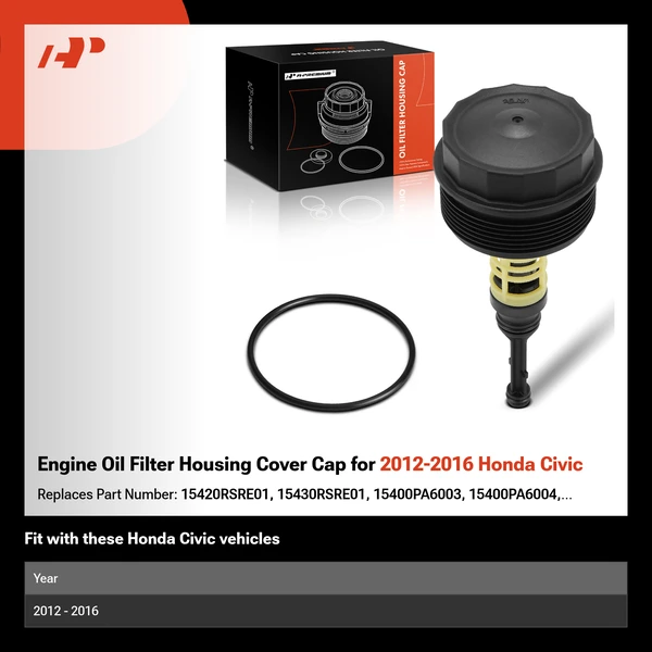 Engine Oil Filter Housing Cover Cap for 2012-2016 Honda Civic
