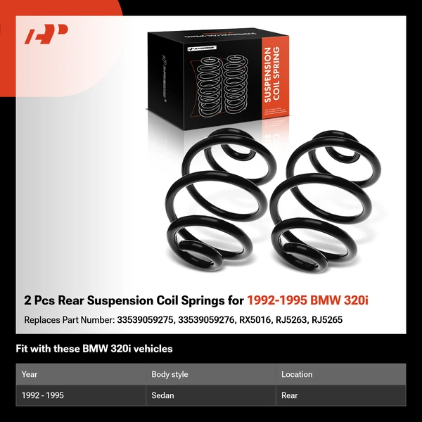2 Pcs Rear Suspension Coil Springs for 1992-1995 BMW 320i