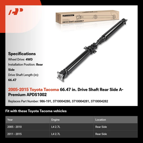 2005-2015 Toyota Tacoma 66.47 in. Drive Shaft Rear Side A-Premium APDS1002