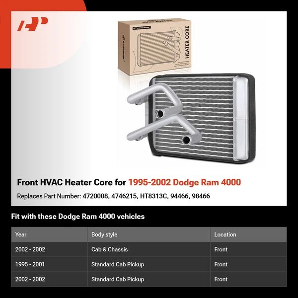 Front HVAC Heater Core for 1995-2002 Dodge Ram 4000