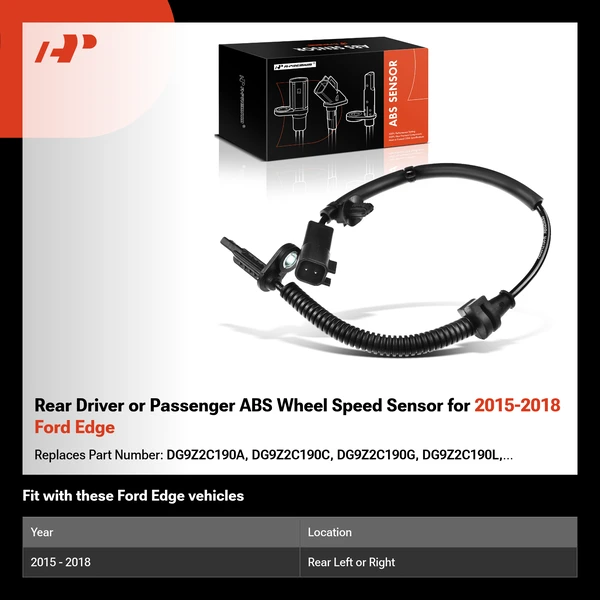 Rear Driver or Passenger ABS Wheel Speed Sensor for 2015-2018 Ford Edge