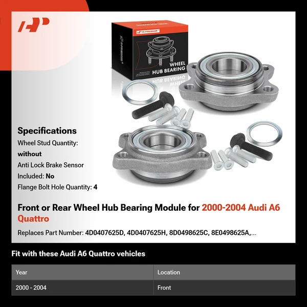 Front or Rear Wheel Hub Bearing Module for 2000-2004 Audi A6 Quattro
