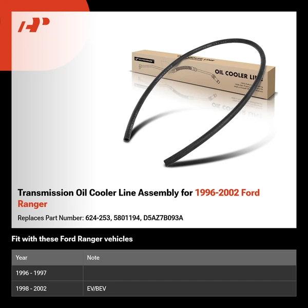 Transmission Oil Cooler Line Assembly for 1996-2002 Ford Ranger