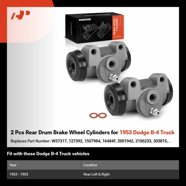2 Pcs Rear Drum Brake Wheel Cylinders for 1953 Dodge B-4 Truck