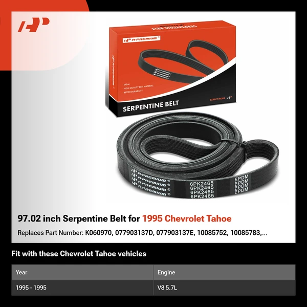 97.02 inch Serpentine Belt for 1995 Chevrolet Tahoe