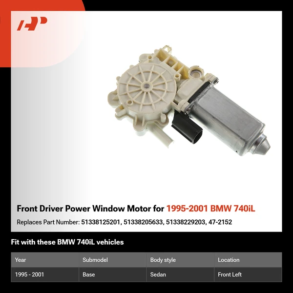 Front Driver Power Window Motor for 1995-2001 BMW 740iL