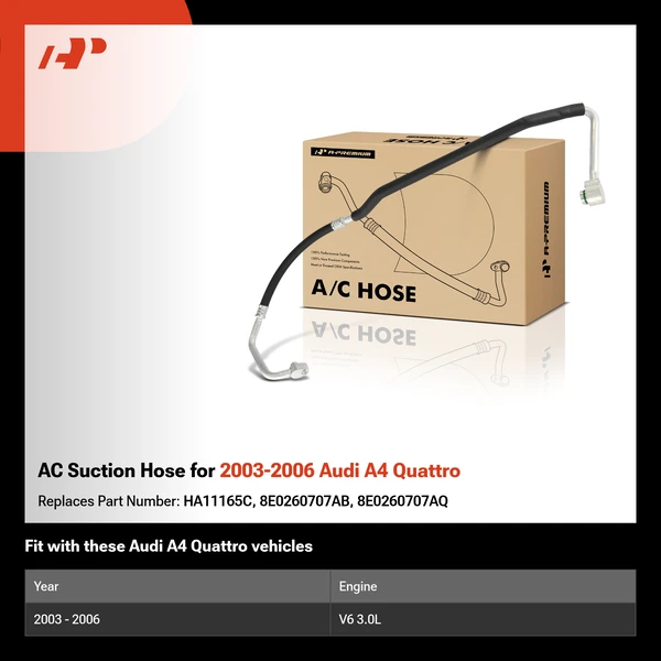 AC Suction Hose for 2003-2006 Audi A4 Quattro