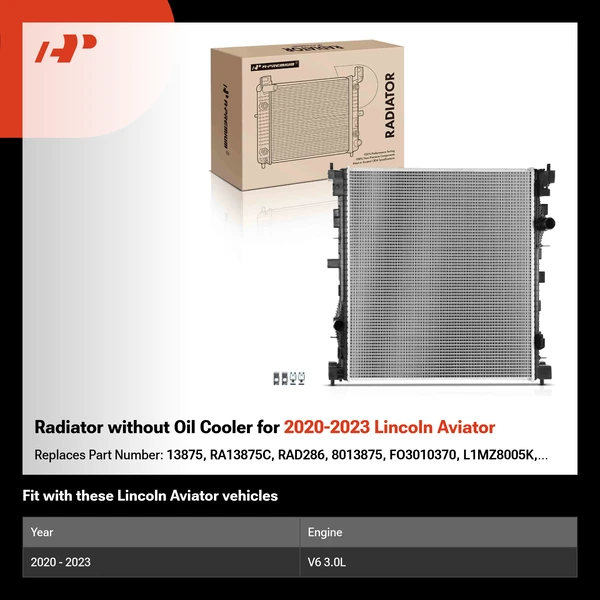 Radiator without Oil Cooler for 2020-2023 Lincoln Aviator