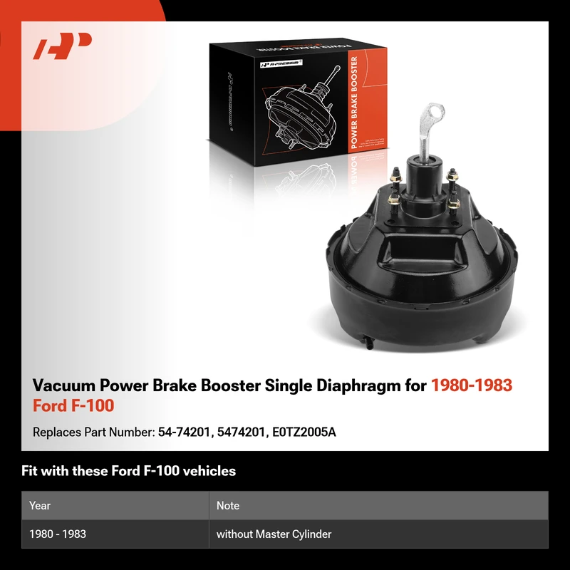 Vacuum Power Brake Booster Single Diaphragm for 1980-1983 Ford F-100