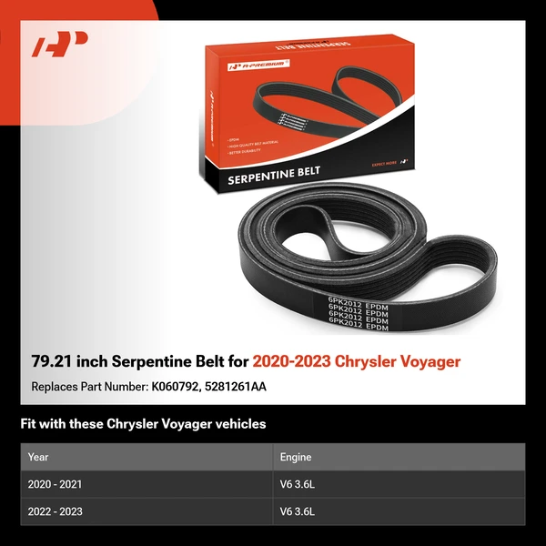 79.21 inch Serpentine Belt for 2020-2023 Chrysler Voyager