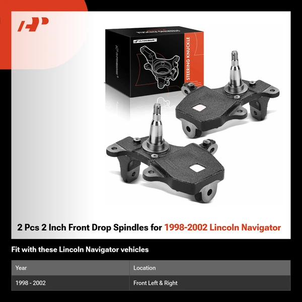 2 Pcs 2 Inch Front Drop Spindles for 1998-2002 Lincoln Navigator
