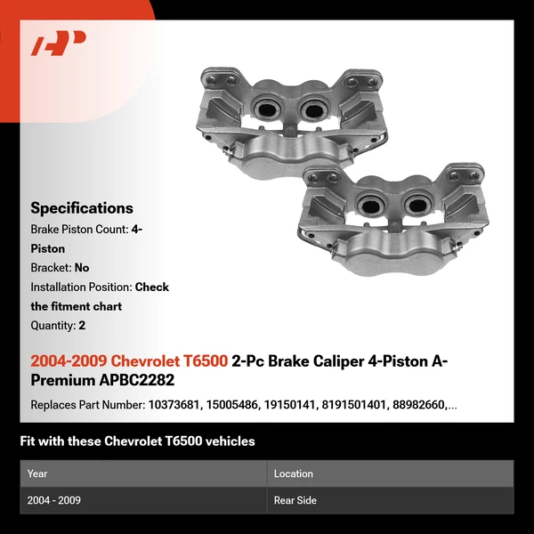 2004-2009 Chevrolet T6500 2-Pc Brake Caliper 4-Piston A-Premium APBC2282
