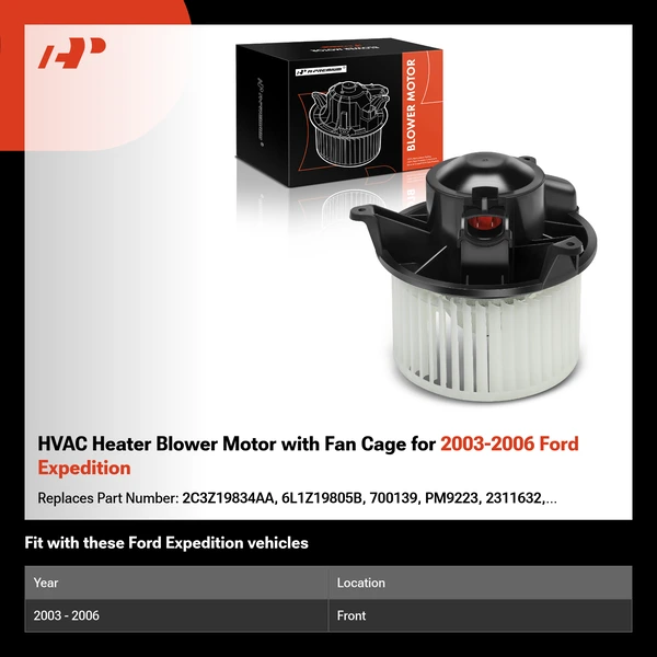 HVAC Heater Blower Motor with Fan Cage for 2003-2006 Ford Expedition