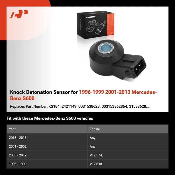 Knock Detonation Sensor for 1996-1999 2001-2013 Mercedes-Benz S600