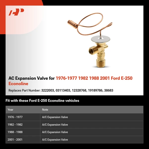 AC Expansion Valve for 1976-1977 1982 1988 2001 Ford E-250 Econoline