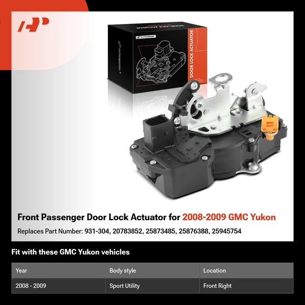 Front Passenger Door Lock Actuator for 2008-2009 GMC Yukon