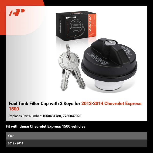 Fuel Tank Filler Cap with 2 Keys for 2012-2014 Chevrolet Express 1500