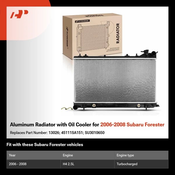 Aluminum Radiator with Oil Cooler for 2006-2008 Subaru Forester