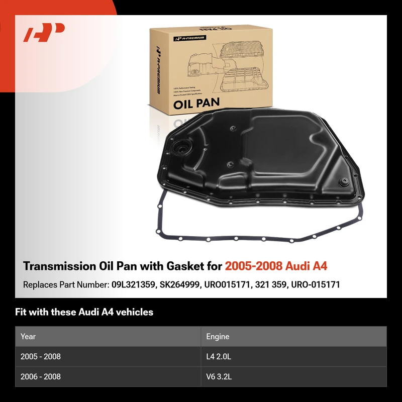 Transmission Oil Pan with Gasket for 2005-2008 Audi A4