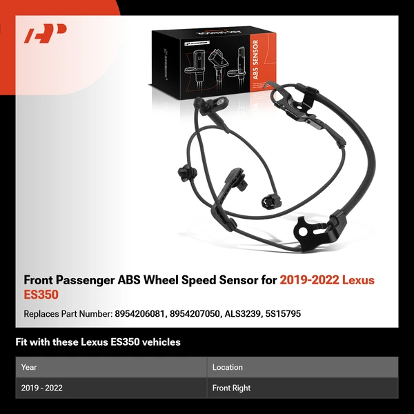 Front Passenger ABS Wheel Speed Sensor for 2019-2022 Lexus ES350
