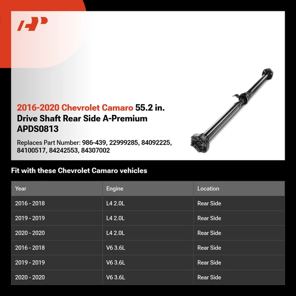 2016-2020 Chevrolet Camaro 55.2 in. Drive Shaft Rear Side A-Premium APDS0813