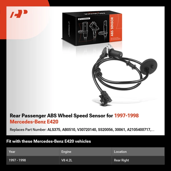 Rear Passenger ABS Wheel Speed Sensor for 1997-1998 Mercedes-Benz E420
