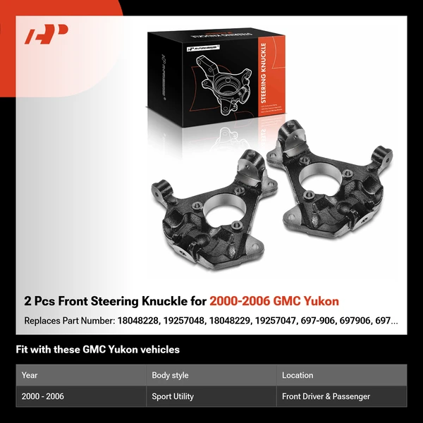 2 Pcs Front Steering Knuckle for 2000-2006 GMC Yukon