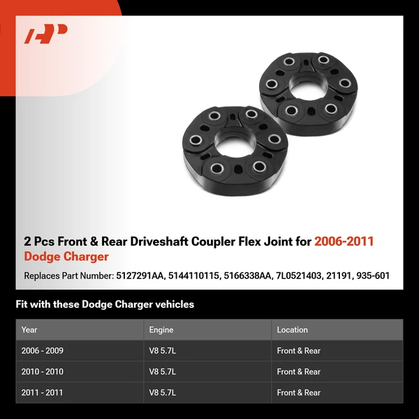 2 Pcs Front & Rear Driveshaft Coupler Flex Joint for 2006-2011 Dodge Charger