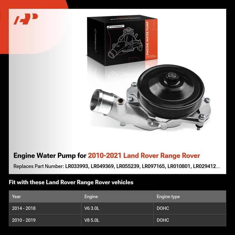 Engine Water Pump for 2010-2021 Land Rover Range Rover