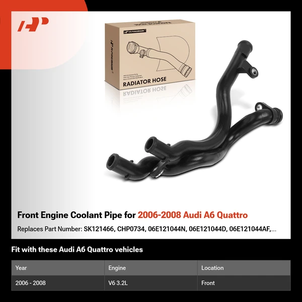 Front Engine Coolant Pipe for 2006-2008 Audi A6 Quattro