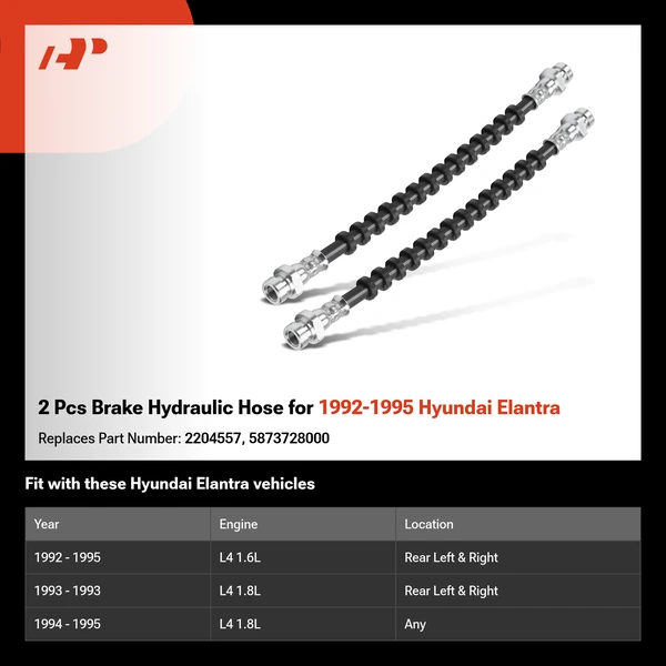 2 Pcs Brake Hydraulic Hose for 1992-1995 Hyundai Elantra