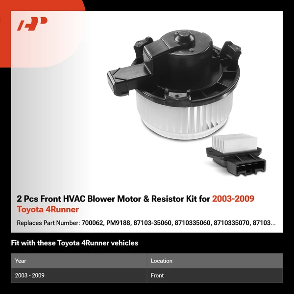 2 Pcs Front HVAC Blower Motor & Resistor Kit for 2003-2009 Toyota 4Runner