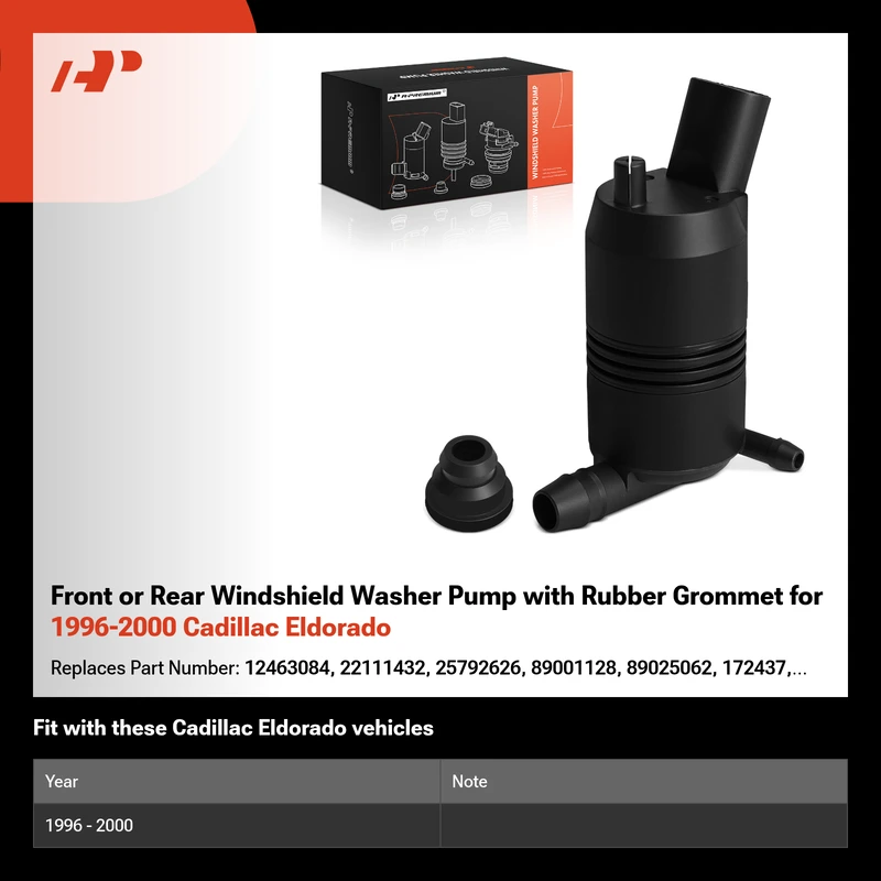Front or Rear Windshield Washer Pump with Rubber Grommet for 1996-2000 Cadillac Eldorado