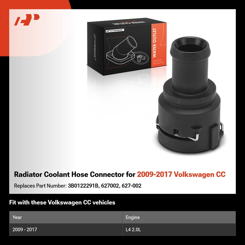 Radiator Coolant Hose Connector for 2009-2017 Volkswagen CC