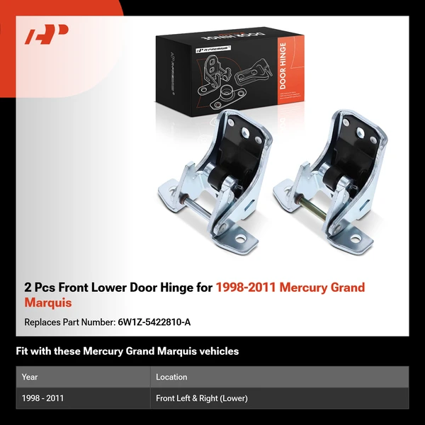 2 Pcs Front Lower Door Hinge for 1998-2011 Mercury Grand Marquis