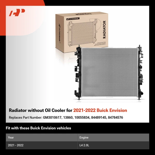 Radiator without Oil Cooler for 2021-2022 Buick Envision