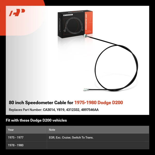 80 inch Speedometer Cable for 1975-1980 Dodge D200