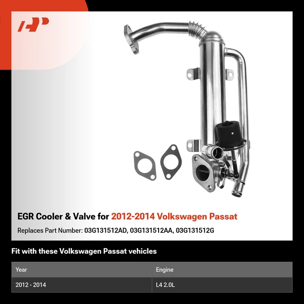 EGR Cooler & Valve for 2012-2014 Volkswagen Passat