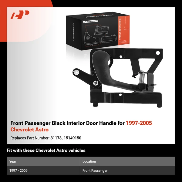 Front Passenger Black Interior Door Handle for 1997-2005 Chevrolet Astro