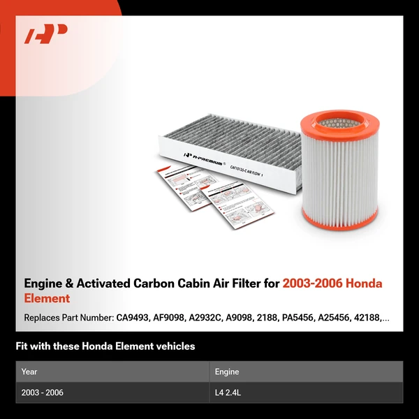 Engine & Activated Carbon Cabin Air Filter for 2003-2006 Honda Element