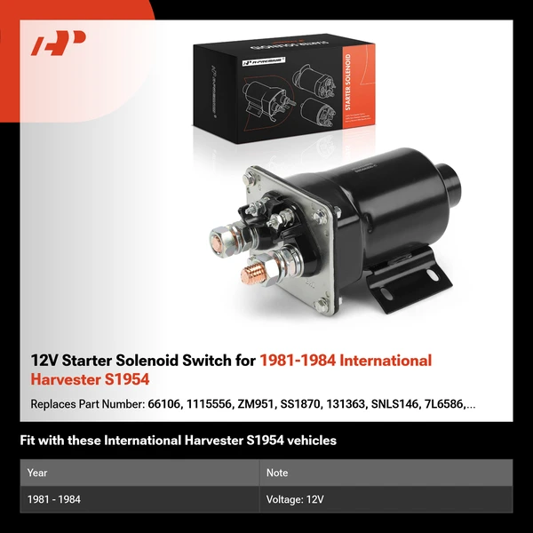 12V Starter Solenoid Switch for 1981-1984 International Harvester S1954