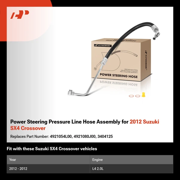 Power Steering Pressure Line Hose Assembly for 2012 Suzuki SX4 Crossover