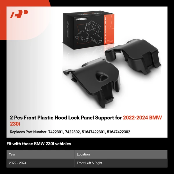 2 Pcs Front Plastic Hood Lock Panel Support for 2022-2024 BMW 230i