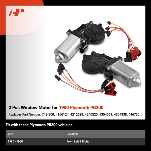 2 Pcs Window Motor for 1980 Plymouth PB200