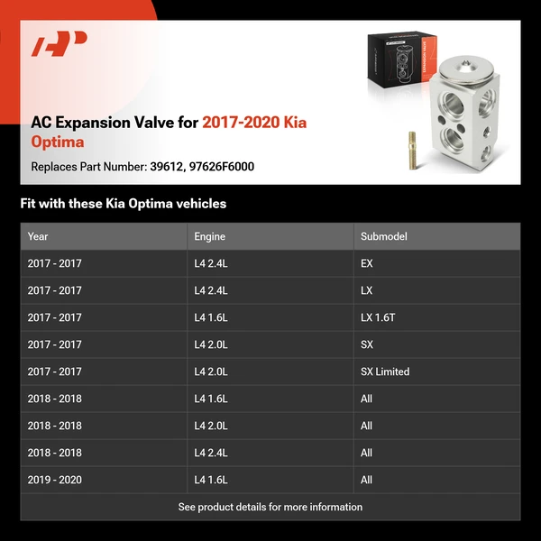 AC Expansion Valve for 2017-2020 Kia Optima